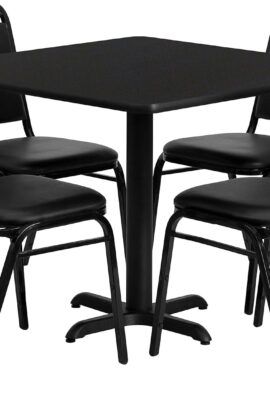 Flash Furniture 5-Piece 36″ Square Laminate Dining Table/Chairs... Flash Furniture 5-Piece 36″ Square Laminate Dining Table/Chairs...