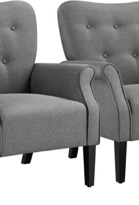 Yaheetech High Back Accent Chair Set of 2 with Rolled Arms, Dark Gray Yaheetech High Back Accent Chair Set of 2 with Rolled Arms, Dark Gray