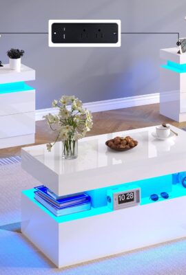 LUXOAK 3-Piece Modern Coffee Table Set with LED Lights LUXOAK 3-Piece Modern Coffee Table Set with LED Lights