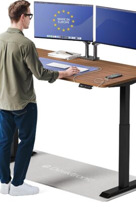 Desktronic HomeOne Standing Desk 60×30 — Ergonomic Sit Stand Home Office Desk, Made in Europe, Electric Dual Motor Height Adjustable, USB & USB-C Charging, Wobble-Free, Touchscreen, 3 Memory Presets