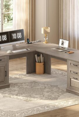 SEDETA 69″ Farmhouse L Shaped Corner Desk with Drawers...